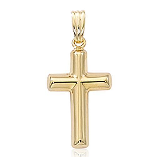 Small Plain Knife Edge Cross Pendant - 14K Yellow Gold