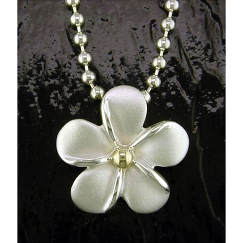 Small Plumeria Pendant - Sterling Silver and 14K Gold  - SD-SGP705