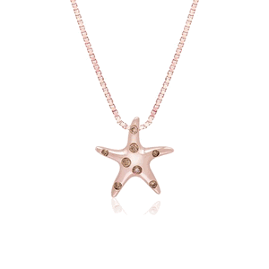 Small Rose Gold Koa Diamond® Starfish Pendant, Hawaiian Inspired Pendant, SFP-36084/K