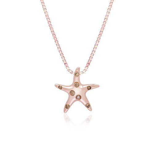 Small Rose Gold Koa Diamond® Starfish Pendant, Hawaiian Inspired Pendant, SFP-36084/K