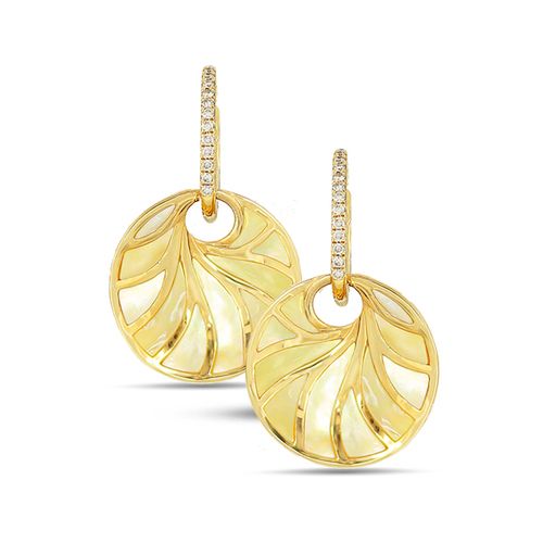 Small Round Abalone with Diamond Top Venus II Earrings