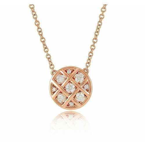 Small Round All Diamond Grid Pendant