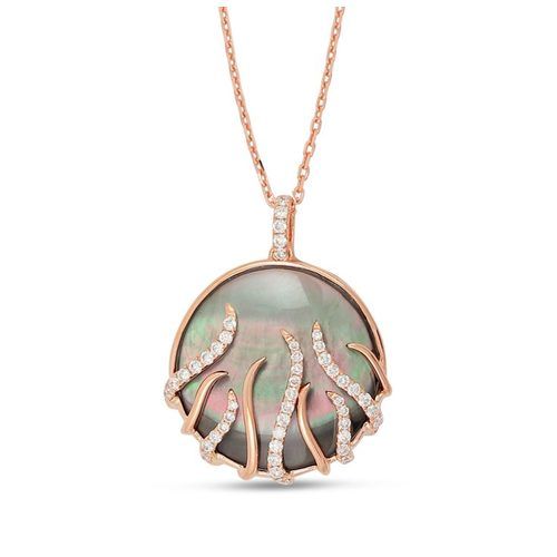 Small round Flame-Like pendant with Black Mother of Pearl