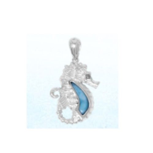 Small Seahorse Larimar Charms & Pendants W/white Topaz  - PSSHLSM