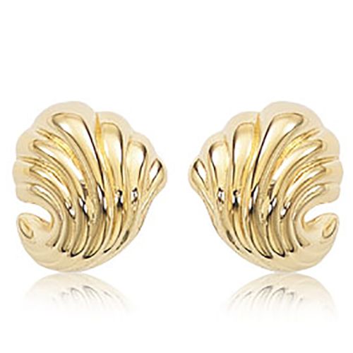 Small Shrimp Stud Earrings - 14K Yellow Gold