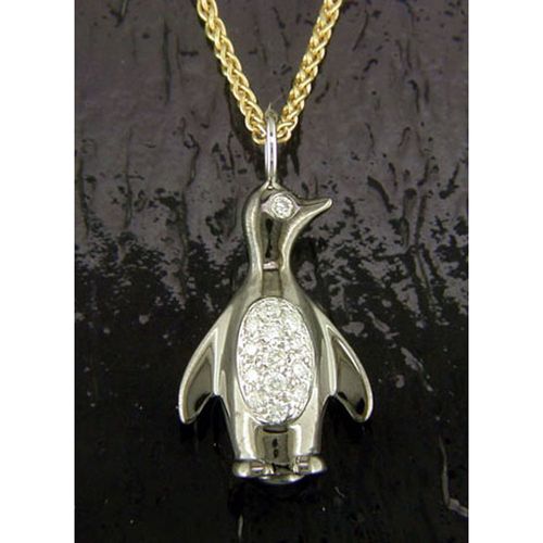 Small Size Penguin Pendant - 14K White Gold  - SD-FGP515
