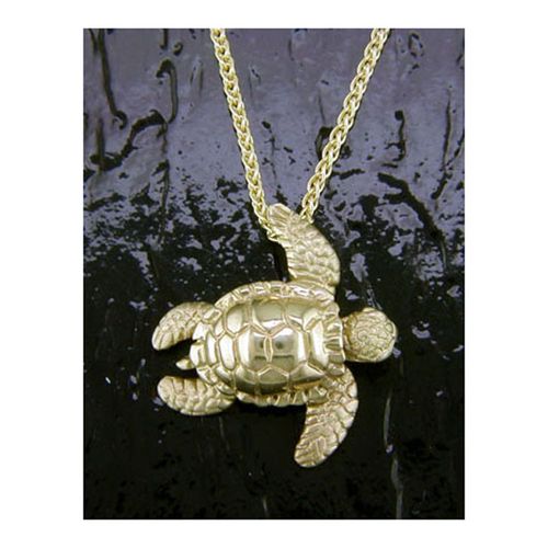Small Size Sea Turtle Pendant - 14K Gold  - SD-SLP100