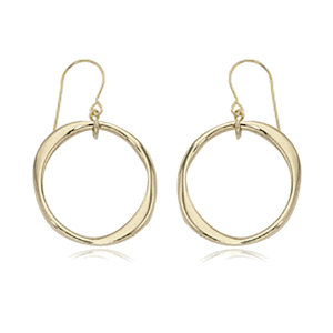 Small Twisted Ring On Hook Earrings - 14K Yellow Gold