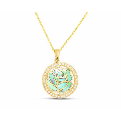 Small Venus Floral Abalone & Diamond Pendant