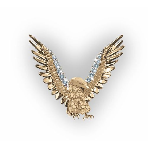 Small Victory Eagle Pave Pendant - 14K Yellow Gold