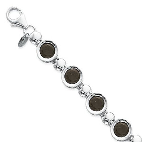 Smokey Quartz Gemstone Bracelet - Sterling Silver