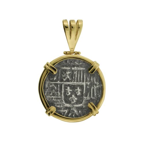 Spanish Replica Coin Pendant - Sterling Silver & 14K Gold
