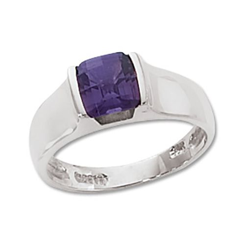 Square Amethyst Ring - 14K White Gold Size 7