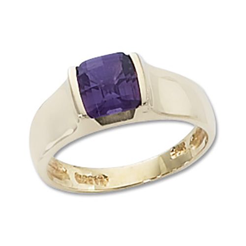 Square Amethyst Ring - 14K Yellow Gold Size 7
