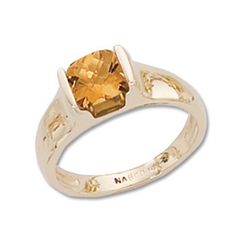 Square Citrine Ring - 14K Yellow Gold Size 7