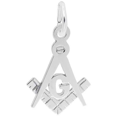 Square & Compass Charm 14K While Gold - 10-2949-0-14KW