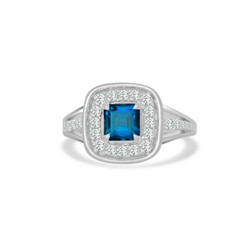Square/ Emerald Cut London Blue Topaz Polish Out Double Row One Of A Kind Ring