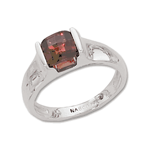 Square Garnet Ring - 14K White Gold Size 7