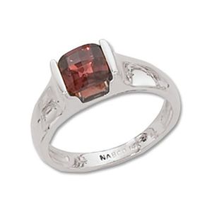 Square Garnet Ring - Sterling Silver Size 7