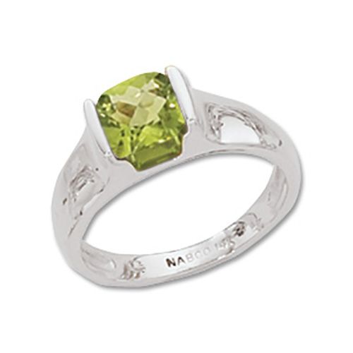Square Peridot Ring - 14K White Gold Size 7