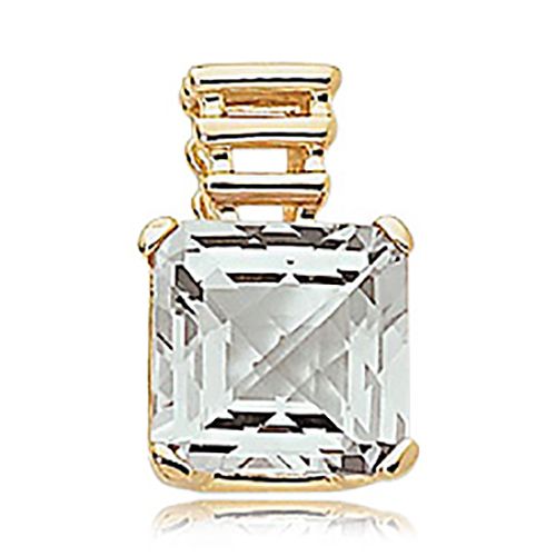 Square Praseolite Pendant - 14K Yellow Gold