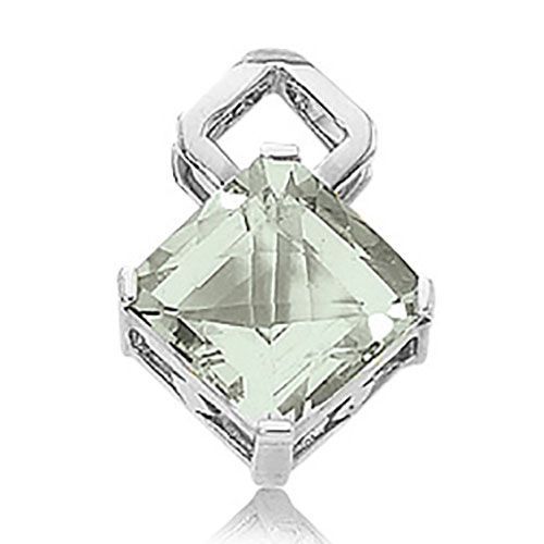 Square Praseolite Pendant - Sterling Silver