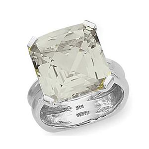 Square Praseolite Ring - Sterling Silver Size 7