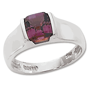 Square Rhodolite Ring - Sterling Silver Size 7