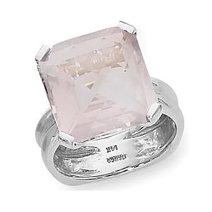 Square Rose Quartz Ring - Sterling Silver Size 7