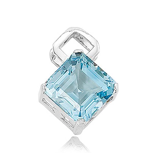 Square Sky Blue Topaz Pendant - 14K White Gold
