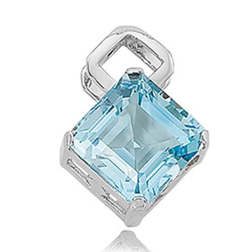 Square Sky Blue Topaz Pendant - Sterling Silver