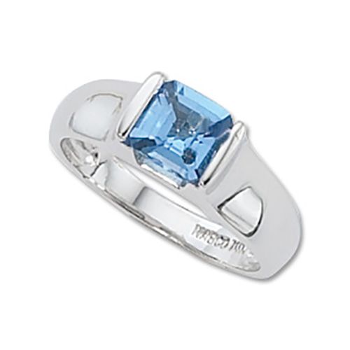 Square Swiss Blue Topaz Ring - 14K White Gold Size 7