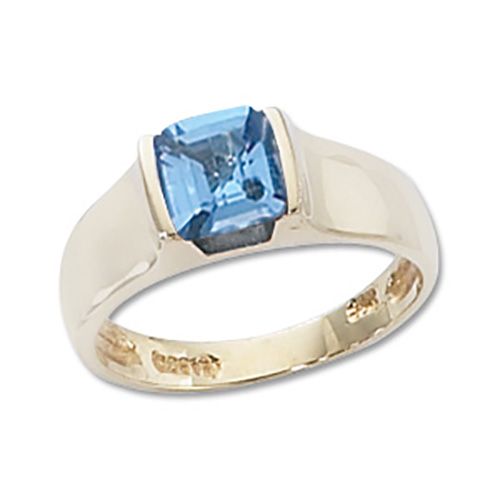 Square Swiss Blue Topaz Ring - 14K Yellow Gold Size 7