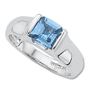 Square Swiss Blue Topaz Ring - Sterling Silver Size 7