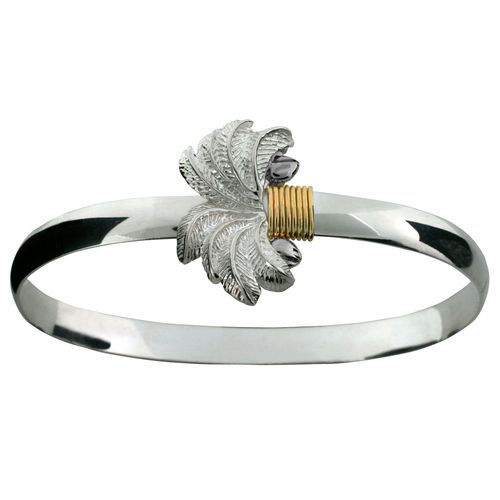 Ss/14k 6mm Palm Bracelet W/14k Wrap 8.0 Inch - C6PALM80