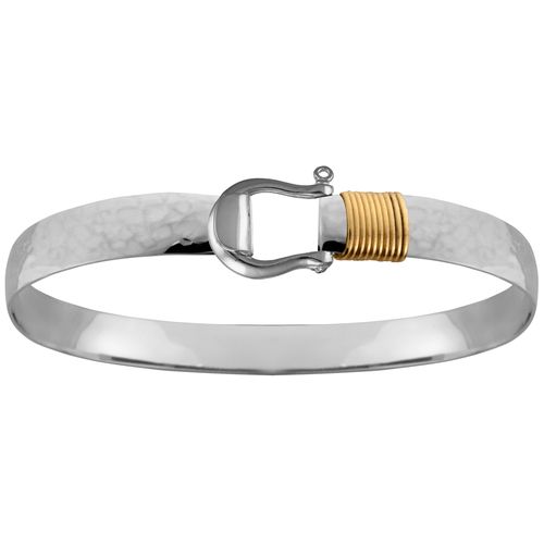 Ss/14k 8mm Hammered Shackel Bracelet 8.0 Inch - C8HAMSHA80