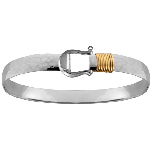 Ss/14k 8mm Hammered Shackel Bracelet 9.0 Inch - C8HAMSHA90