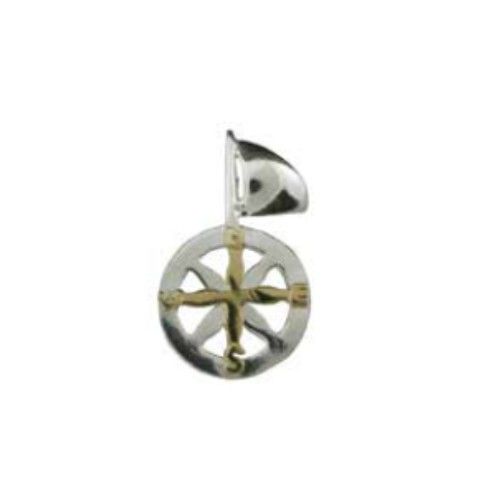 SS/14k Gold 4mm Compass Charms & Pendants  - PC4COMP