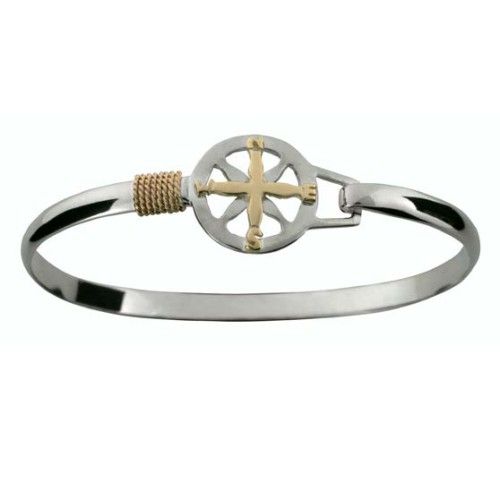 SS/14k Gold 4mm Compass Hook Bracelet 7.5  - C4COMP75