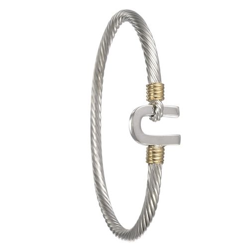 Sterling Silver 14ky Gold Wraps 3.5mm Flat Hook Cable Bracelet 7.0 Inch - CBLC35FHK70