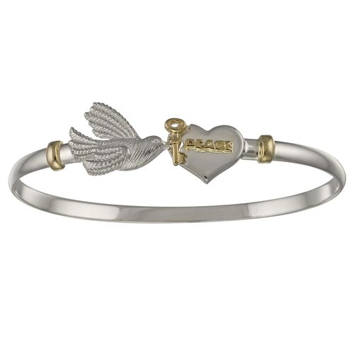 Ss/14ky 4mm Peace Two Tone Bracelet 7.0 Inch - TT4PEACE70