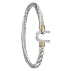 Sterling Silver 14ky Gold Wraps 5mm Flat Hook Cable Bracelet 8.0 Inch - CBLC5FHK80