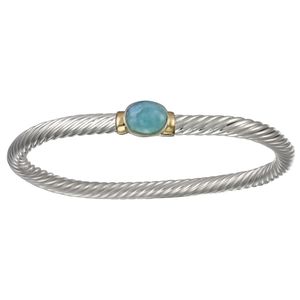 Ss/14ky 5mm Larimar Round Cable Bracelet 6.5 Inch - LBCBLC5165