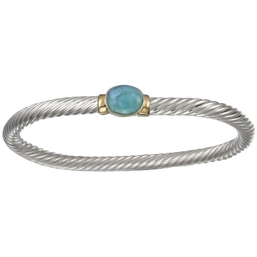 Ss/14ky 5mm Larimar Round Cable Bracelet 7.0 Inch - LBCBLC5170