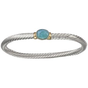 Ss/14ky 5mm Larimar Round Cable Bracelet 7.0 Inch - LBCBLC5170