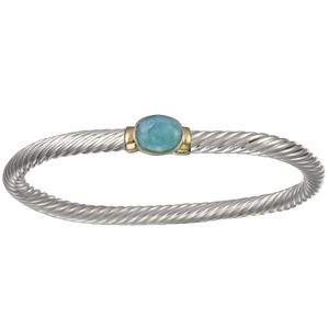Ss/14ky 5mm Larimar Round Cable Bracelet 7.5 Inch - LBCBLC5175