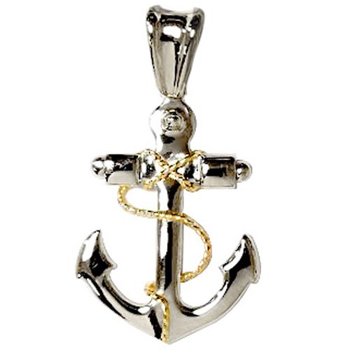 Ss/14ky Anchor Two Tone Pendant Xl - TTPANCXL