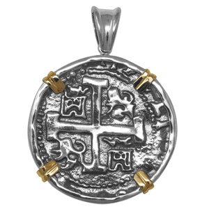Ss/14ky Atocha Replica Coin Two Tone Pendant 34mm - TCTTPATOCT10