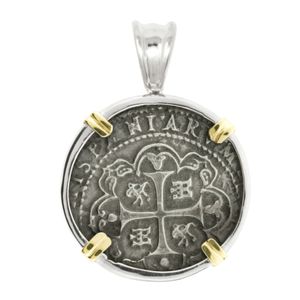 Ss/14ky Treasure Coin Spanish Replica Two Tone Pendant 27mm - TCPTT8A