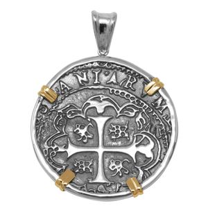 Ss/14ky Treasure Coin Spanish Replica Two Tone Pendant 40mm - TCPTT12A